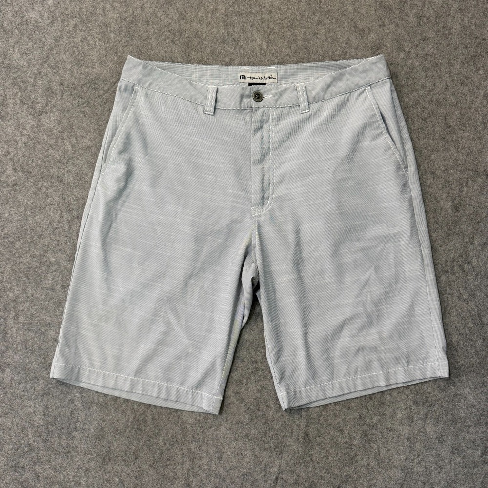 Travis Mathew Gray Plaid Stretch Performance Chino Shorts Men's Size 36